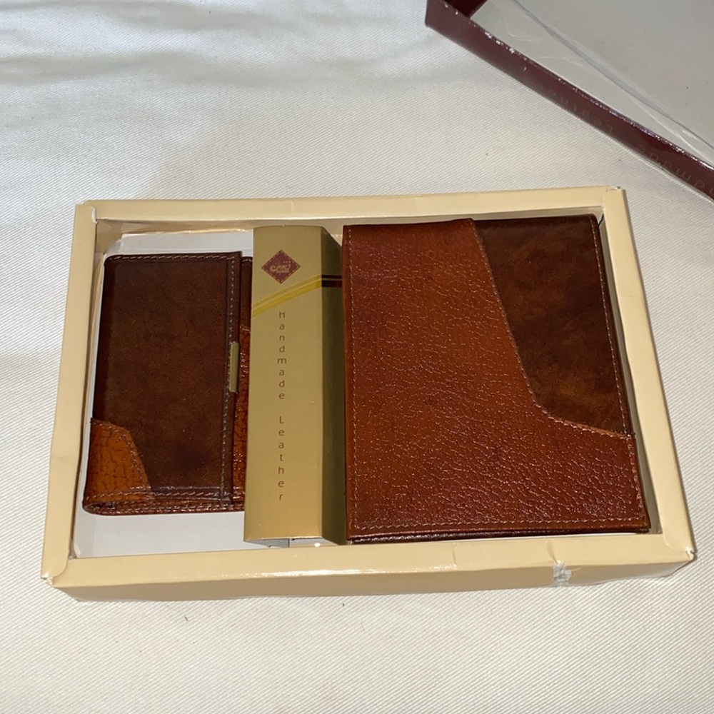 Brown Handmade Leather Wallet Key Holder Set